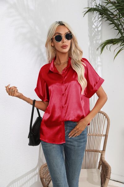 Collared Neck Short Sleeve Shirt