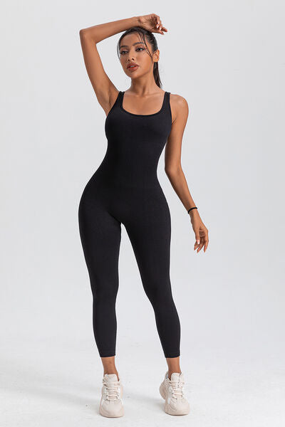 Wide Strap Sleeveless Active Jumpsuit