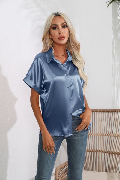 Collared Neck Short Sleeve Shirt