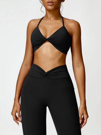 Twisted Halter Neck Active Bra