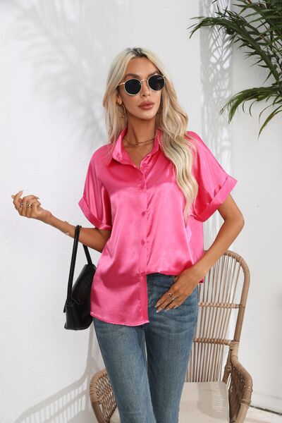 Collared Neck Short Sleeve Shirt