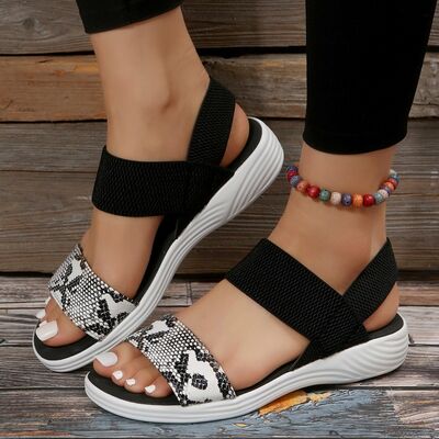 PU Leather Open Toe Low Heel Sandals