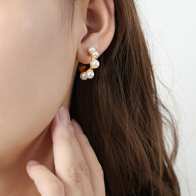 Synthetic Pearl 18K Gold-Plated Earrings