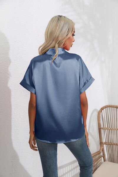 Collared Neck Short Sleeve Shirt